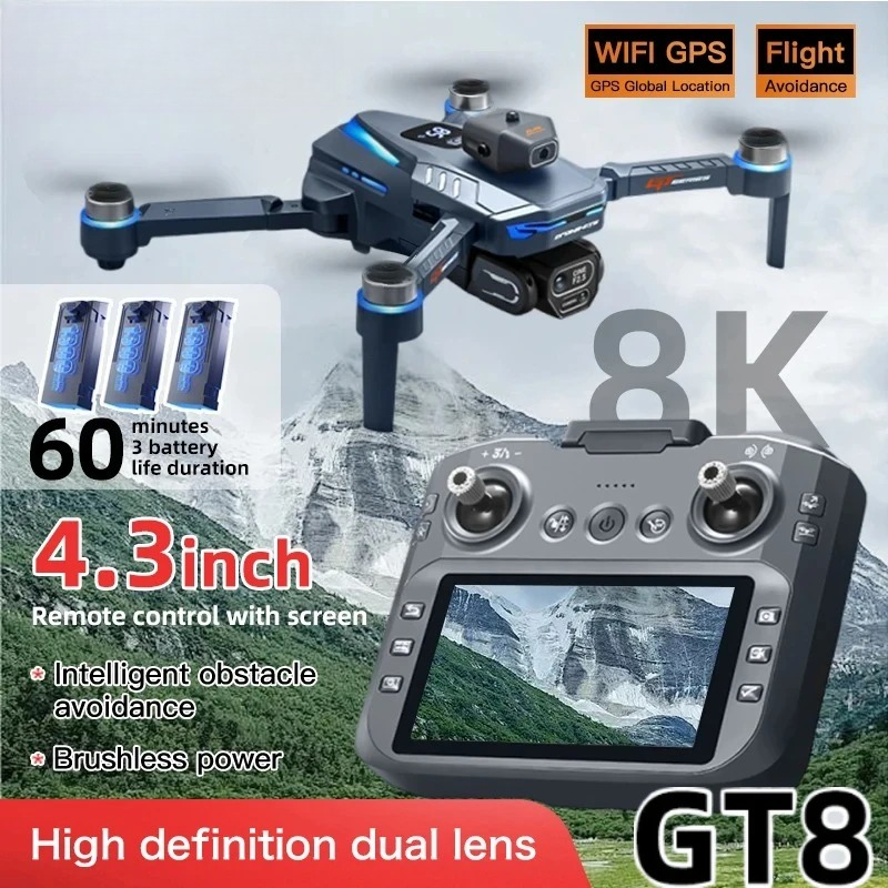 오리지널 GT8 드론 8K 전문가용 듀얼 카메라 GPS - Fpv Brushless Rc Drone 4K 리뷰 및 가격