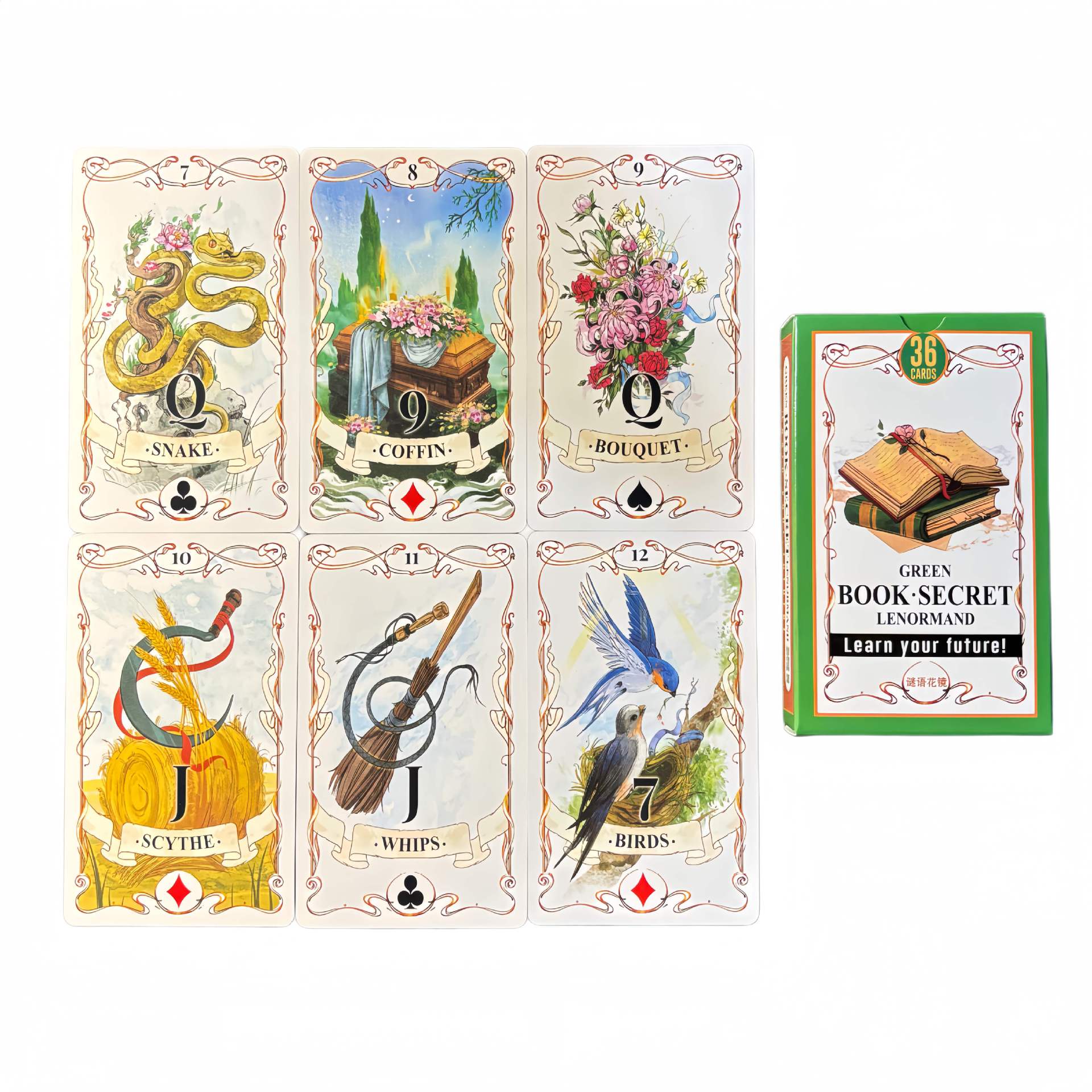 그린북 시크릿 레노르망 오라클 카드 36장 영어판 올드 - Tarot Cards Deck With Guidebook 리뷰 및 가격